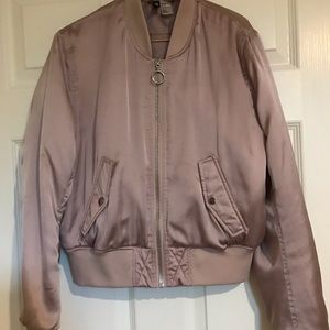 Blush cropped bomber jacket